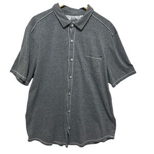 Tommy Bahama Mens Polo Shirt‎ XXL Gray IslandZone Button Front Resort Preppy
